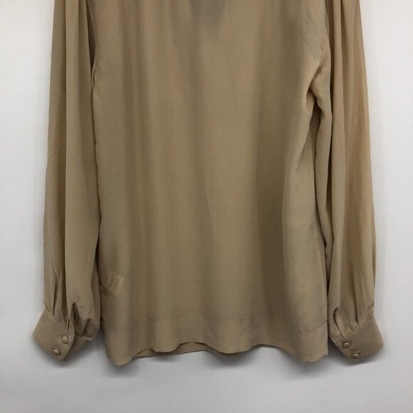 NWT Rachel Zoe light beige 100% silk long sleeve blouse size ~ Medium - Picture 13 of 16